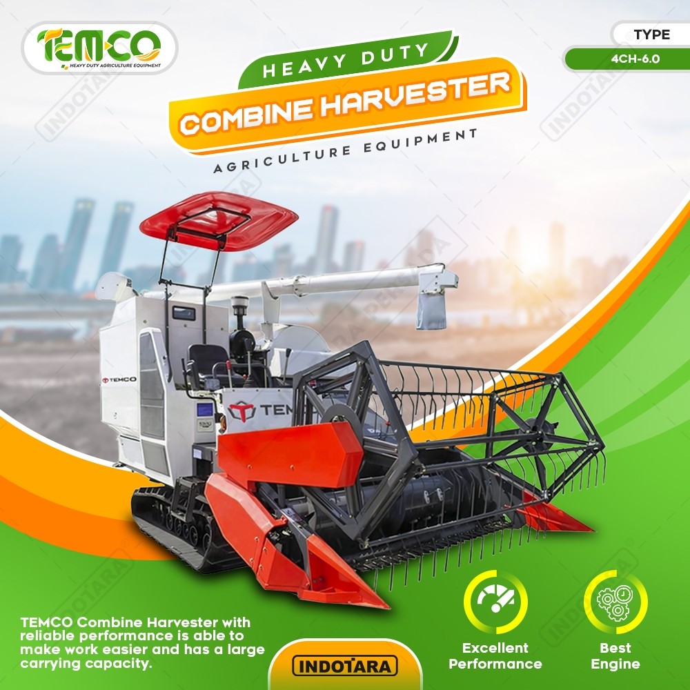 Mesin Panen Padi Kombinasi - Combine Harvester Temco 4CH-6.0