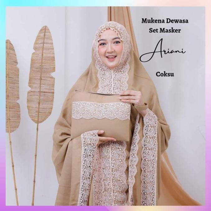 Spesial Mukena Dewasa Jumbo Lilac Rayon Premium Adem Set Masker Ariani