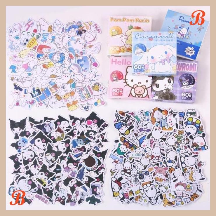 

| KK | STICKER CUTE SANRIO CINNAMOROLL HELLO KITTY KUROMI POCHACCO 60PCS/BOX