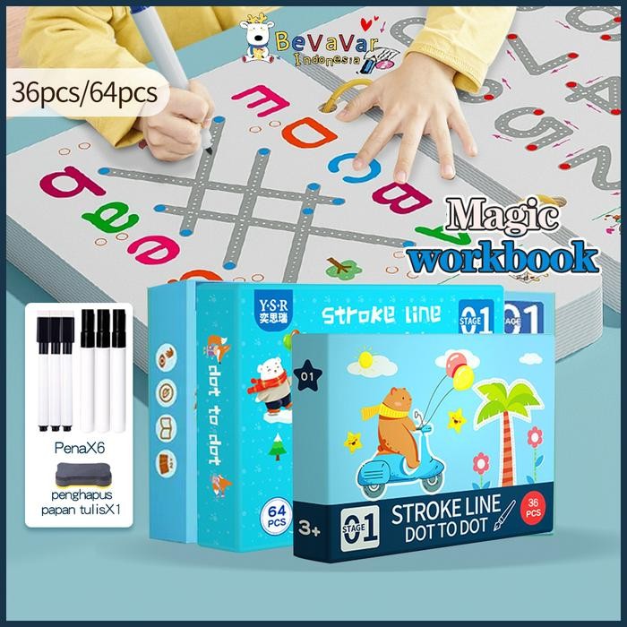 

Bevavar Magic Workbook Smart Writing Book Buku/Activity Book/Wipe And Clean Book Activity
