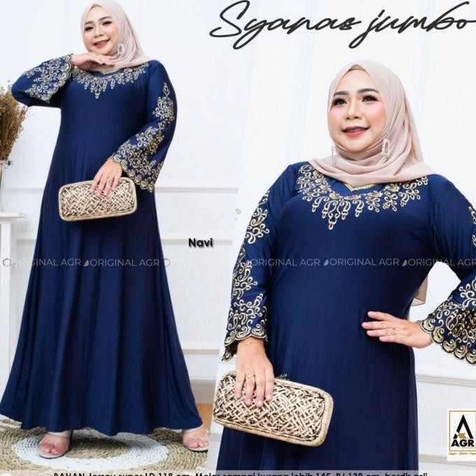 Super Murah, Abaya Gamis Bordir Jumbo Ld 120-140.