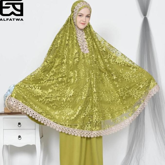 Miliki Alfatwa - Mukena Dewasa Brokat Bordir Spangles Sutra Mewah