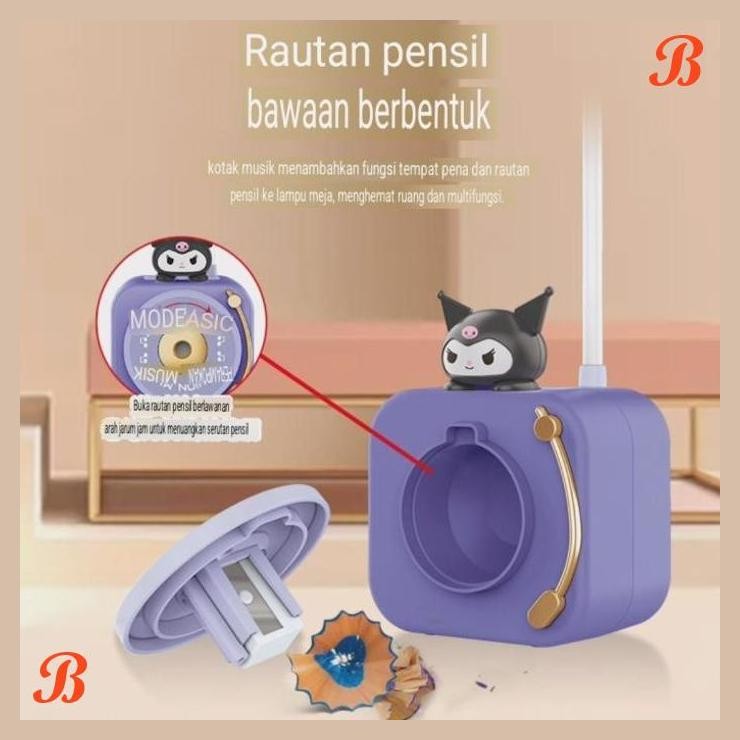 

| KK | LAMPU MEJA KUROMI BELAJAR BACA TEMPAT PENSIL RAUTAN MUSIC BOX LED LAMP