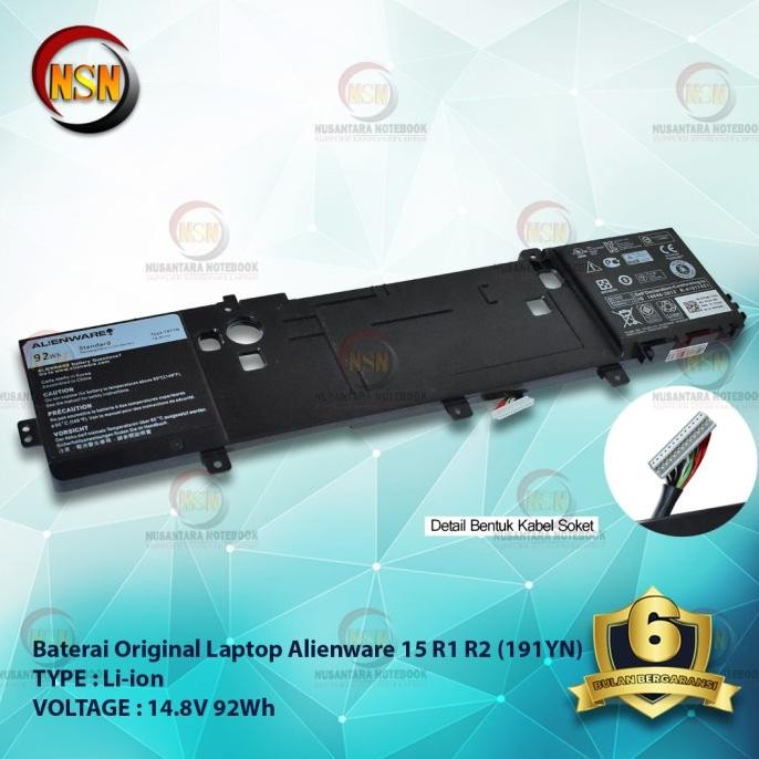 New Baterai Original Laptop Alienware 15 R1 R2 191Yn 14.8V 92Wh