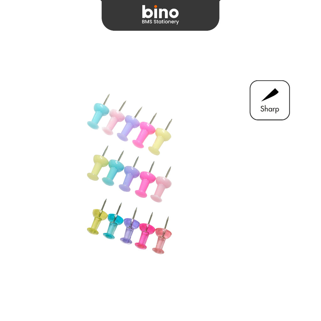 

[BMS Tangerang] Bantex Push Pin / Paku Pin / Jarum Tekan 23 mm Warna Warni Pastel Satu Set