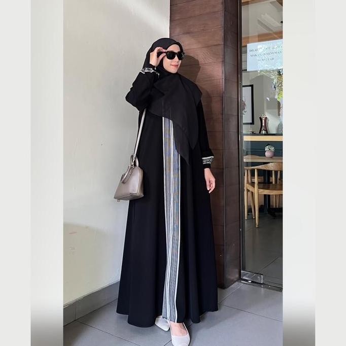 Super Promo, Mariqueena Abaya Jetblack | Gamis Basic | Abaya Tenun | Griya Musafa | Elkaff Dress