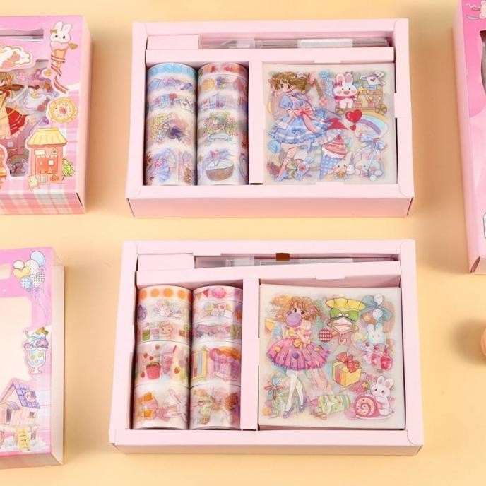 

STIKER 1 SET BOX IMPORT PREMIUM PRINCESS CUTE + ROLL STIKER + PULPEN C