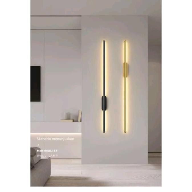 Lampu dinding minimalis led strip hias kamar tidur