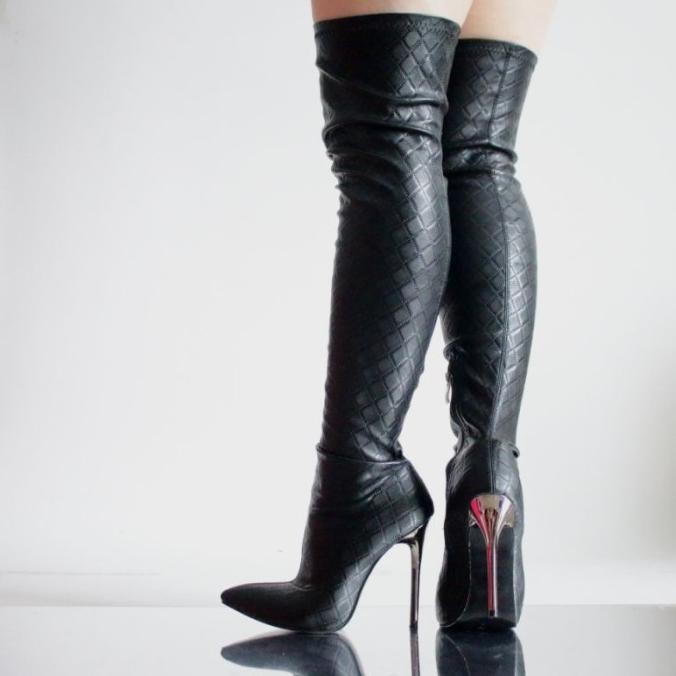 [terlaris] YKshoes 1754 heels 10cm boots Thigh high boots kulit tinggi paha heels [terbaik]