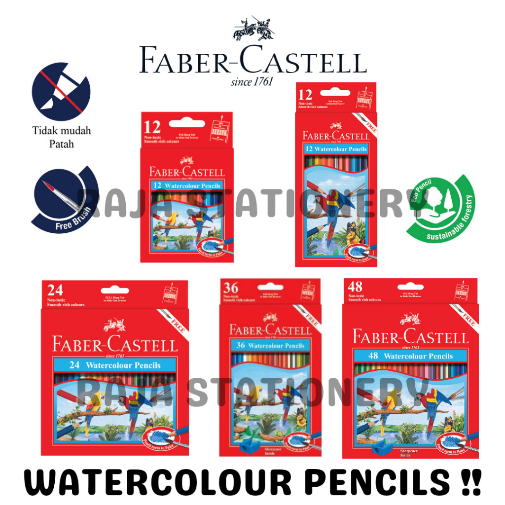 

Faber Castell WATERCOLOUR Pencil 12 24 36 48 Pensil Warna Faber Cat Air Faber RAJA BIG BOX