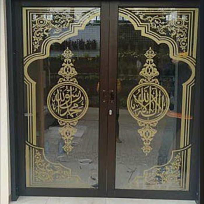 stiker kaca pintu masjid custom gold