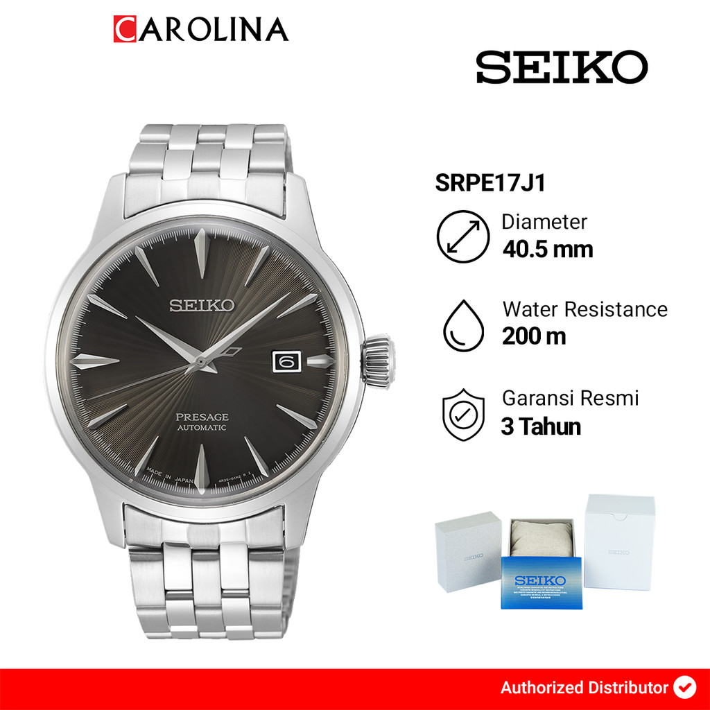 Jam Tangan Pria SEIKO Presage SRPE17J1 Espresso Martini Automatic Gray Dial Stainless Steel Strap