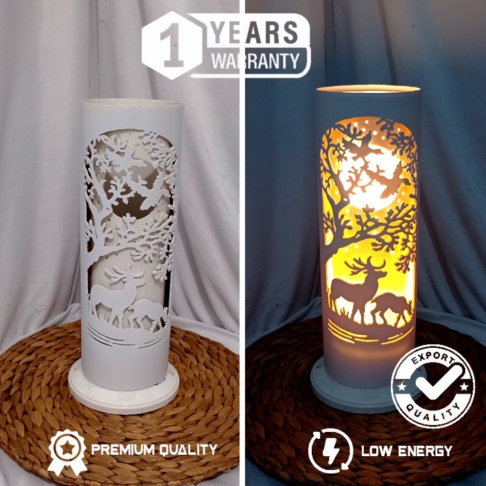 Lampu Hias Ukir 3D Pvc Paralon Led Unik Rusa Siluet Kado Dlh002