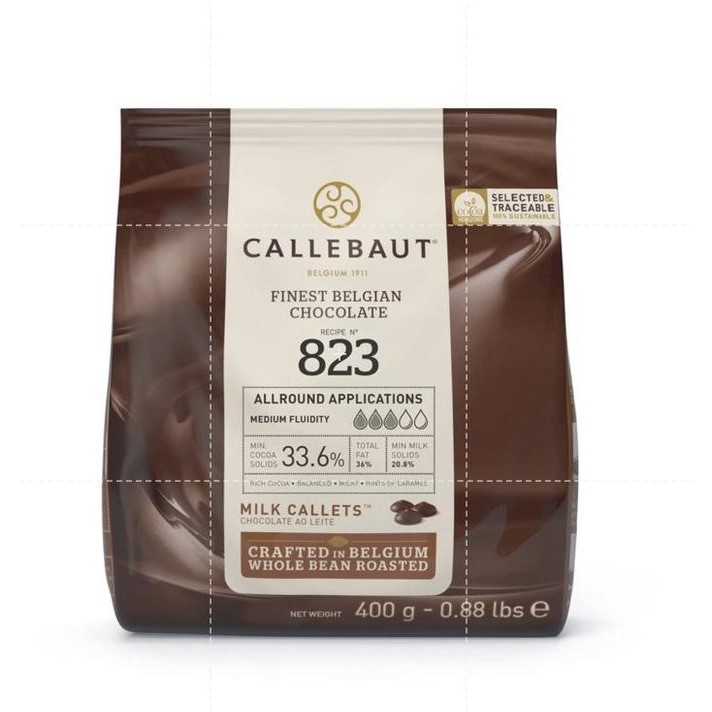 

Callebaut 400 gr 70-30-38/ 811 / 823 Original Pack Extra Dark / Milk Chocolate Callets for Baking