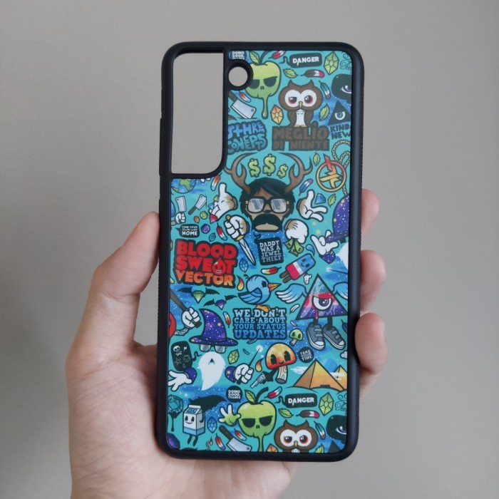 Casing Custom Case Samsung S21 FE Softcase UnikStickerBomb
