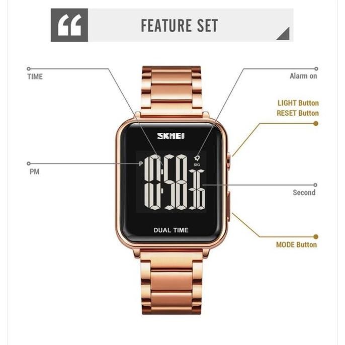 Jam Tangan Pria Digital SKMEI 1852 Stainless Steel water resist 5 atm Kaca Terlaris