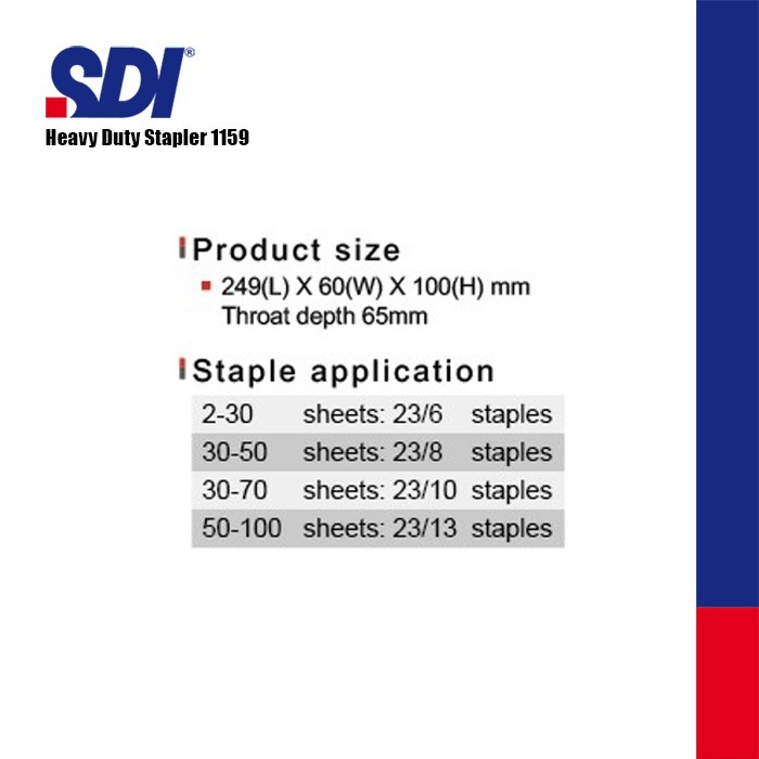 

SDI 1159 HEAVY DUTY STAPLER