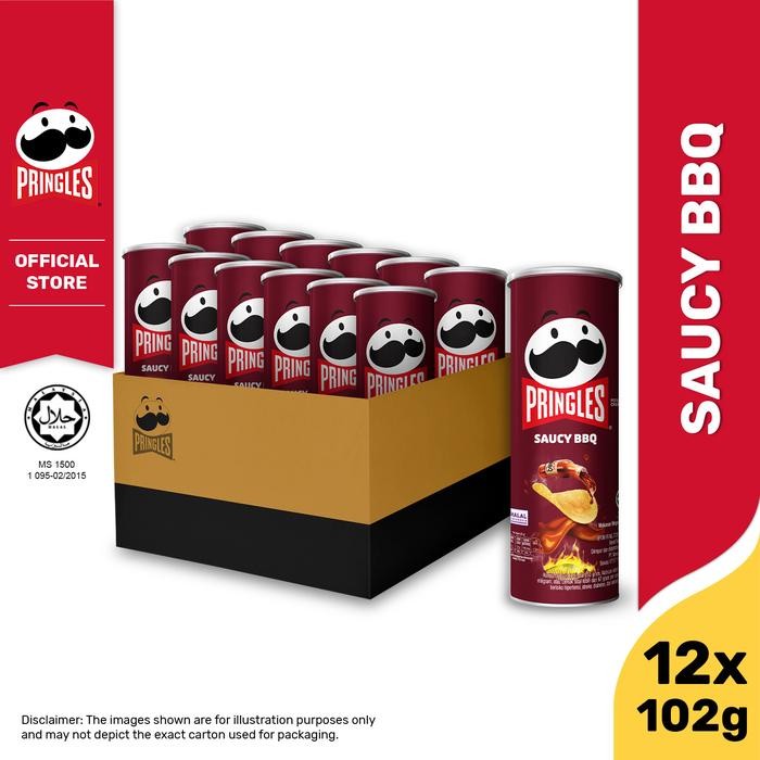 

[CARTON DEALS] Pringles Saucy BBQ 102gr Keripik (12 Pcs)