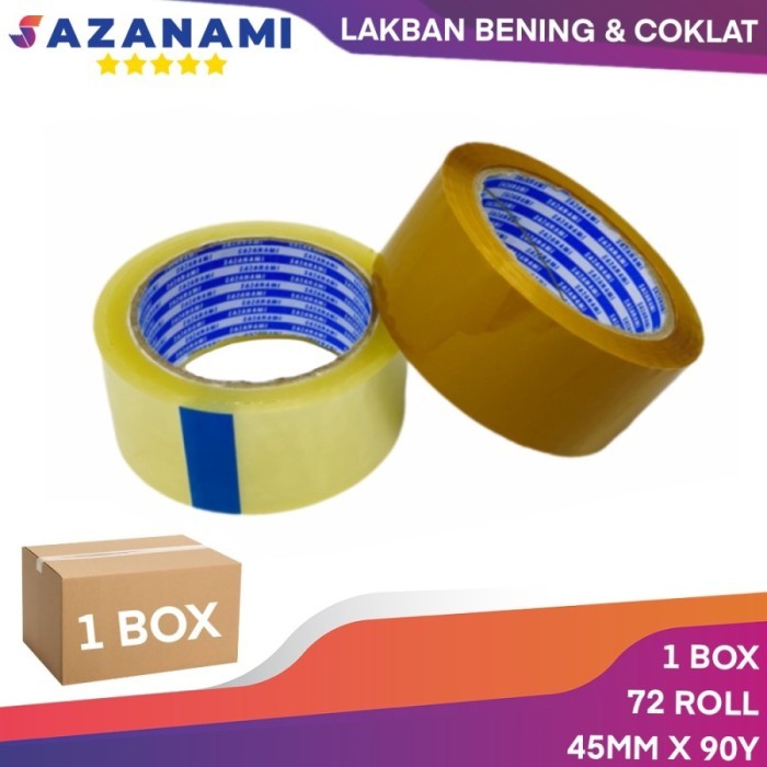 

SAZANAMI LAKBAN BENING COKLAT 1 BOX LAKBAN ISOLASI SELOTIP GOJEK GRAB