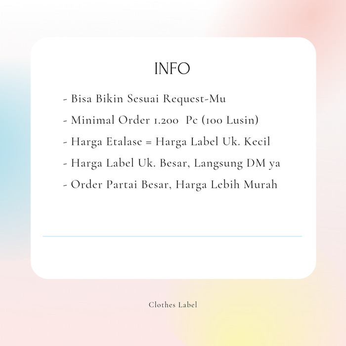 

LABEL BAJU/ LABEL WOVEN DAMASK/ LABEL RAJUT/ LABEL BORDIR/ HARGA MURAH