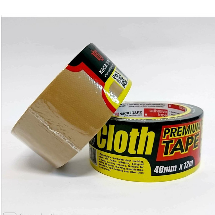

(DUS) NACHI CLOTH TAPE LAKBAN KAIN 46 MM/2 INCH X 12METER CREAM/COKLAT