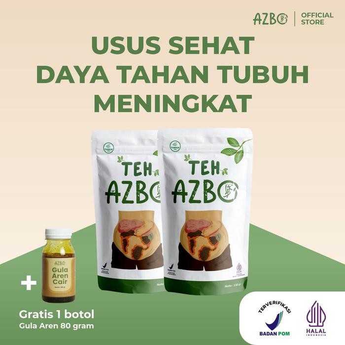 

terbaru !!! bundling teh detox azbo minuman green tea rempah alami, isi 2 lebih hemat free gula aren