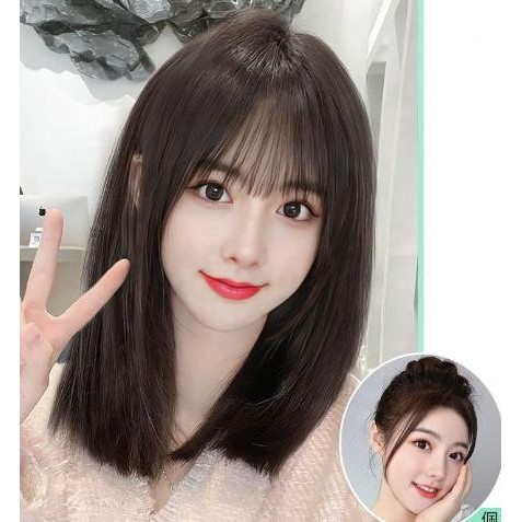 Rambut Wig Panjang Lurus Poni Korea - Wig Wanita Import TF