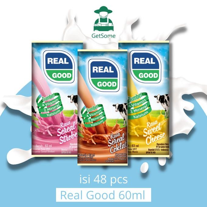 

SIAP KIRIM SUSU UHT REAL GOOD 55 ML COKELAT / STROBERI / KEJU (KARTON / DUS)