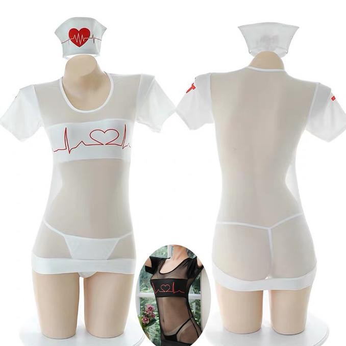 

Lingerie Wanita Transparan Cosplay Lingerie Sexy Perawat Seraga A375 Original