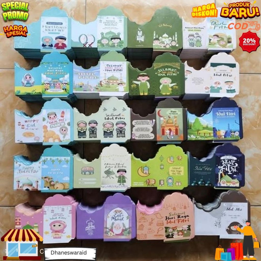 

(100 Lembar) Belum Di Lem, Amplop Lebaran Medium Motif Muslim Lucu D Terlaris