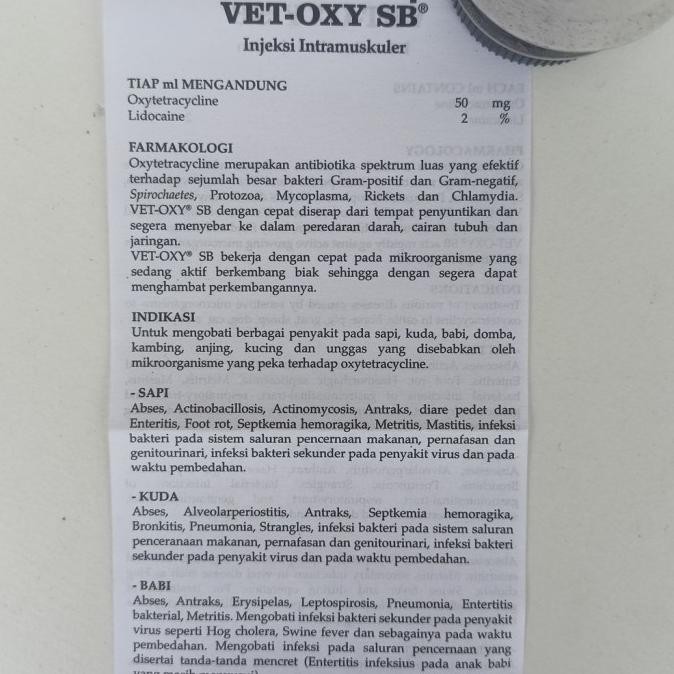 VET OXY SB 50 ml 100ml - obat infeksi Hewan ternak
