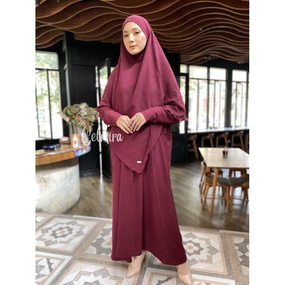 Abaya Sofia Set French Khimar / Khimar Cadar Abaya Umroh Crinkle