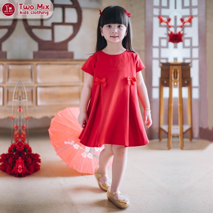 Two Mix - Dress Anak Imlek Lebaran Natal - Gaun Anak Cewek Lunar 4389