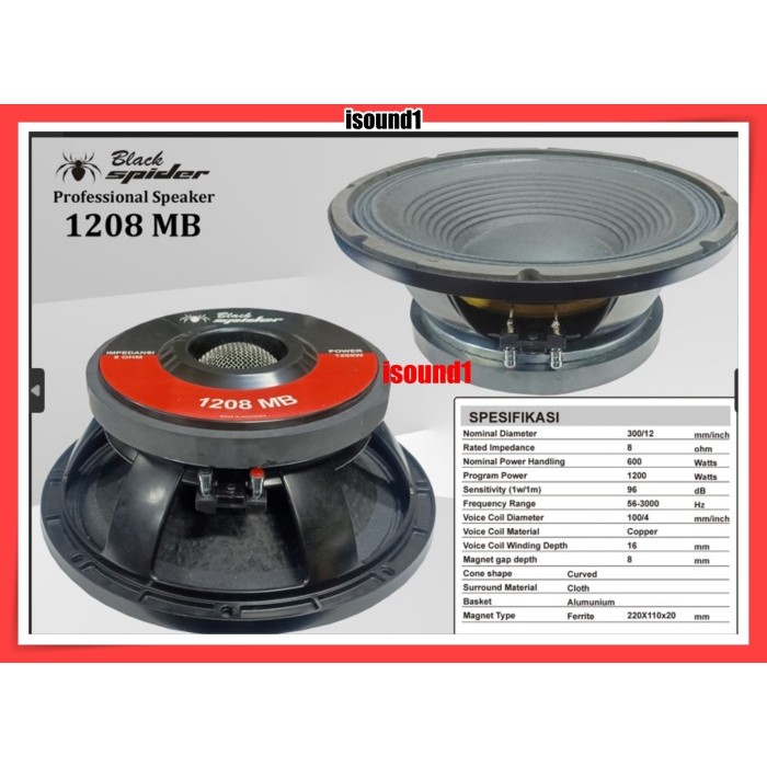 PROMO SPEAKER BLACK SPIDER 12 INCH 1208 MB KOMPONEN BLACKSPIDER 1208MB 12IN ORIGINAL