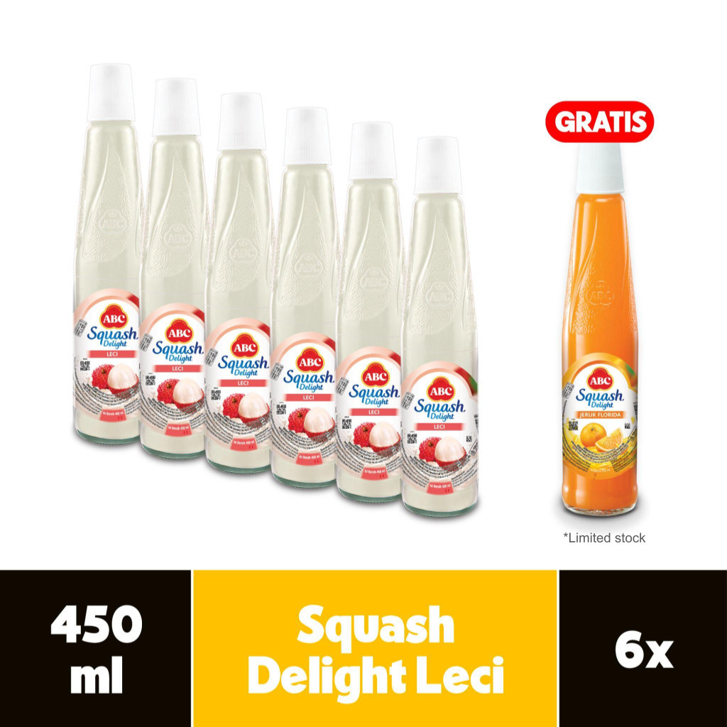 

ABC Sirup Squash Delight Leci 450 ml - Multi Pack 6 pcs