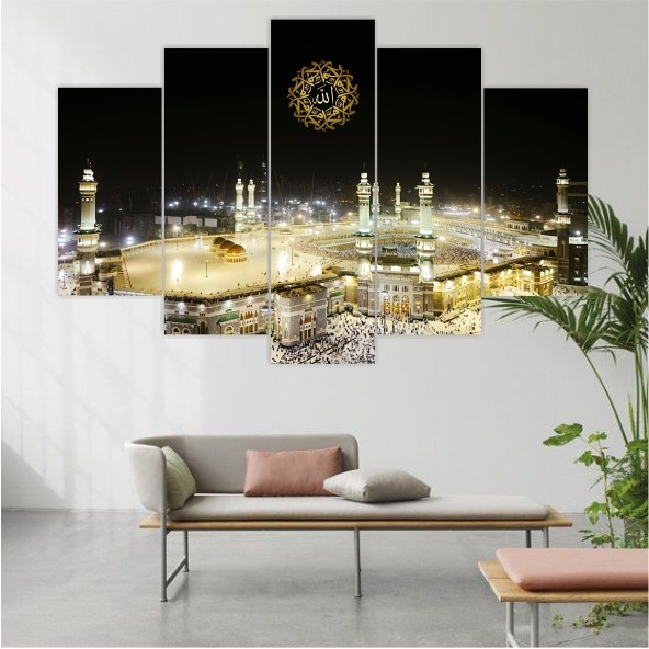 Hiasan Dinding - Ka'Bah-Masjid Nabawi-Masjidil Aqsa-Kubah Shakhrah