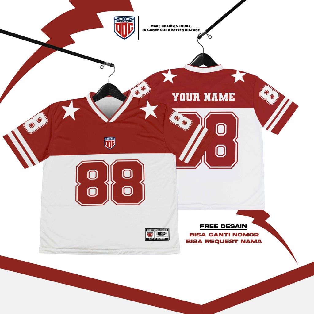 Jersey Oversize Number 88 Streetwear Vintage Retro Rugby NFL Korea Band Bloke Core Musik Timnas blea