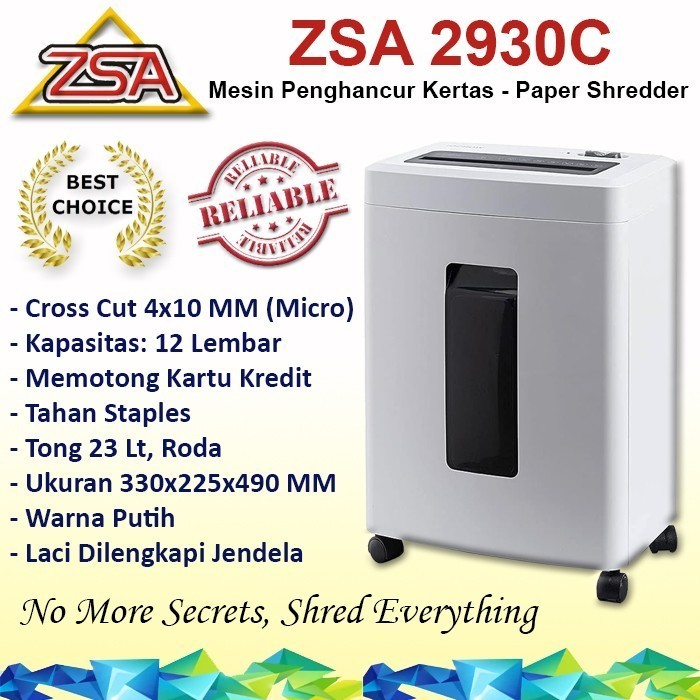 

ZSA 2930C Penghancur Kertas Paper Shredder 12 Lembar silent heavy duty