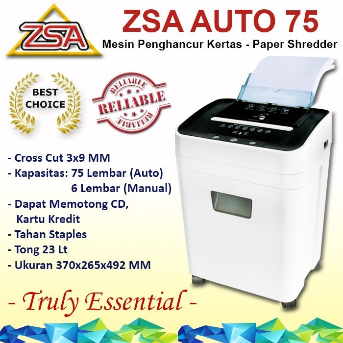 

PROMO! ZSA Auto75 Paper shredder HEAVY DUTY kertas, kartu, CD Garansi resmi