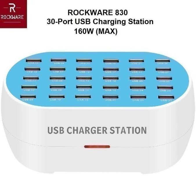 ROCKWARE 830 - 30-Port USB Wall Smart Charging Station 160W MAX Terlaris