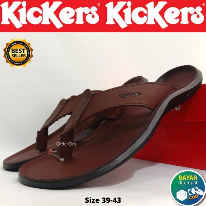 Kickers Original Sendal Jepit Kulit Asli Pria Sandal Cowok Formal Terlaris