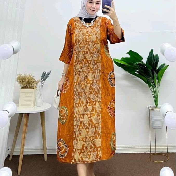 baru daster laura batik cap wanita kain tebal sletting depan ibu hamil busui friendly lingkar dada 1
