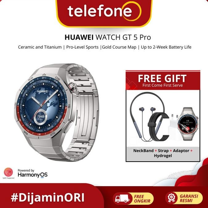 

HUAWEI WATCH GT 5 PRO CERAMIC AND TITANIUM | PRO-LEVEL SPORTS |GOLD COURSE MAP | UP TO 2-WEEK BATTERY LIFE | 46MM STOK TERBATAS
