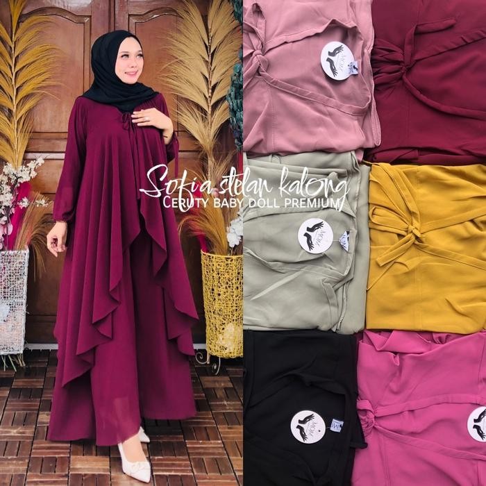Promo Stelan Kalong Sofia Tali Panjang , Pakaian Muslimah ,Pakaian Wanita Terbaru , Celana Kulot Dan