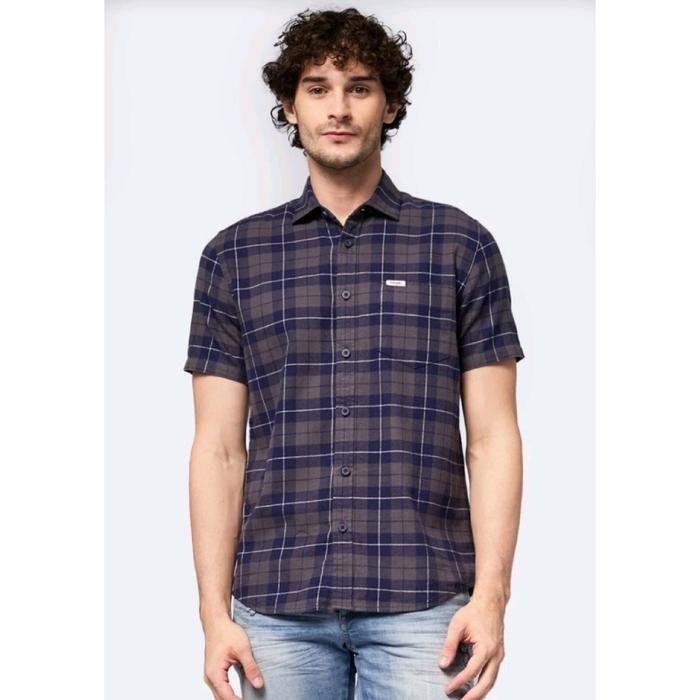 Kemeja Wrangler Original Lengan Pendek Pria Slimfit Cain..05P24 Navy