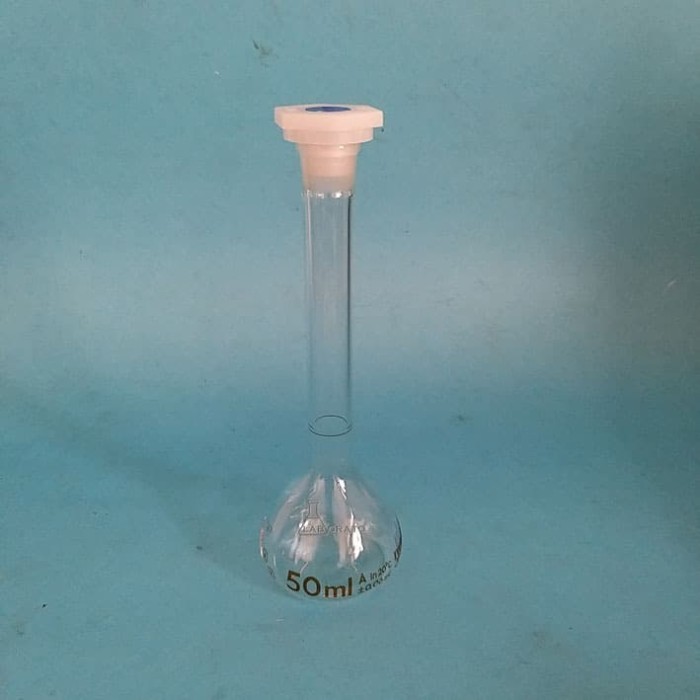 Labu Ukur 50Ml Labu Volumetri Pp Stopper Iwaki Pyrex Tutup Plastik
