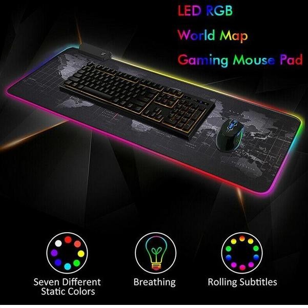 

MOUSEPAD GAMING RGB WORLD MAP MOUSE PAD XL LAMPU LED USB 300X780MM STOK TERBATAS