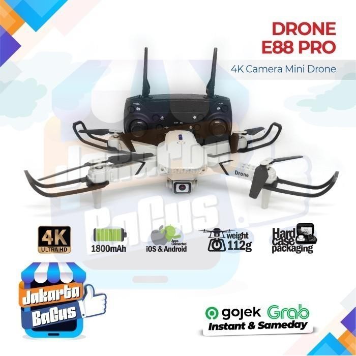 Drone E88pro 4K Ultra HD Foldable Drone Lipat Single Camera