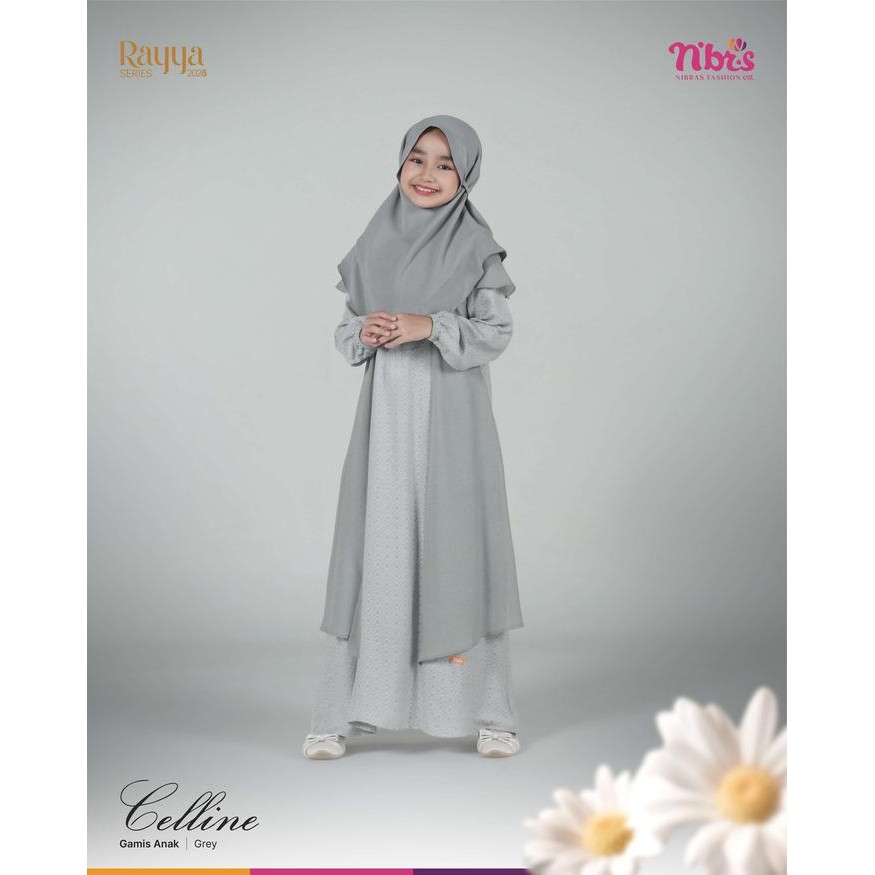 Nibras Gamis Anak Celline Gamis NBRS Warna White-Grey-Taro