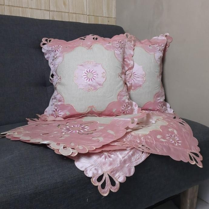 SARUNG BANTAL KURSI SET ORGANDI BORDIR